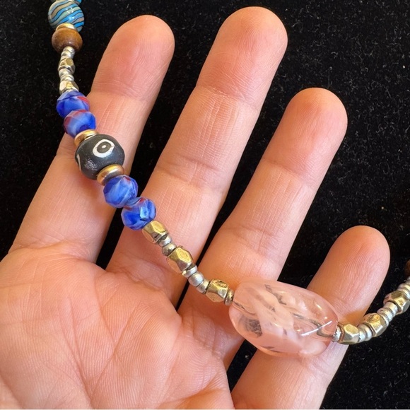 Necklace Art Glass Orange Dragon Vein Agate Beaded Colorful Adjustable Strand - Picture 8 of 16